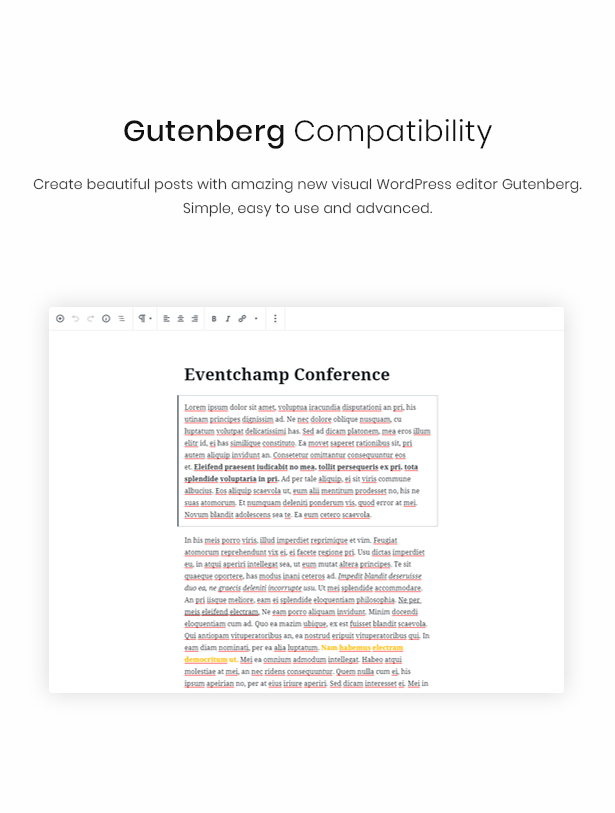 WordPress event theme gutenberg