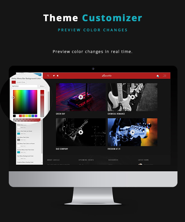 Lucille Music WordPress Theme - Theme Customizer