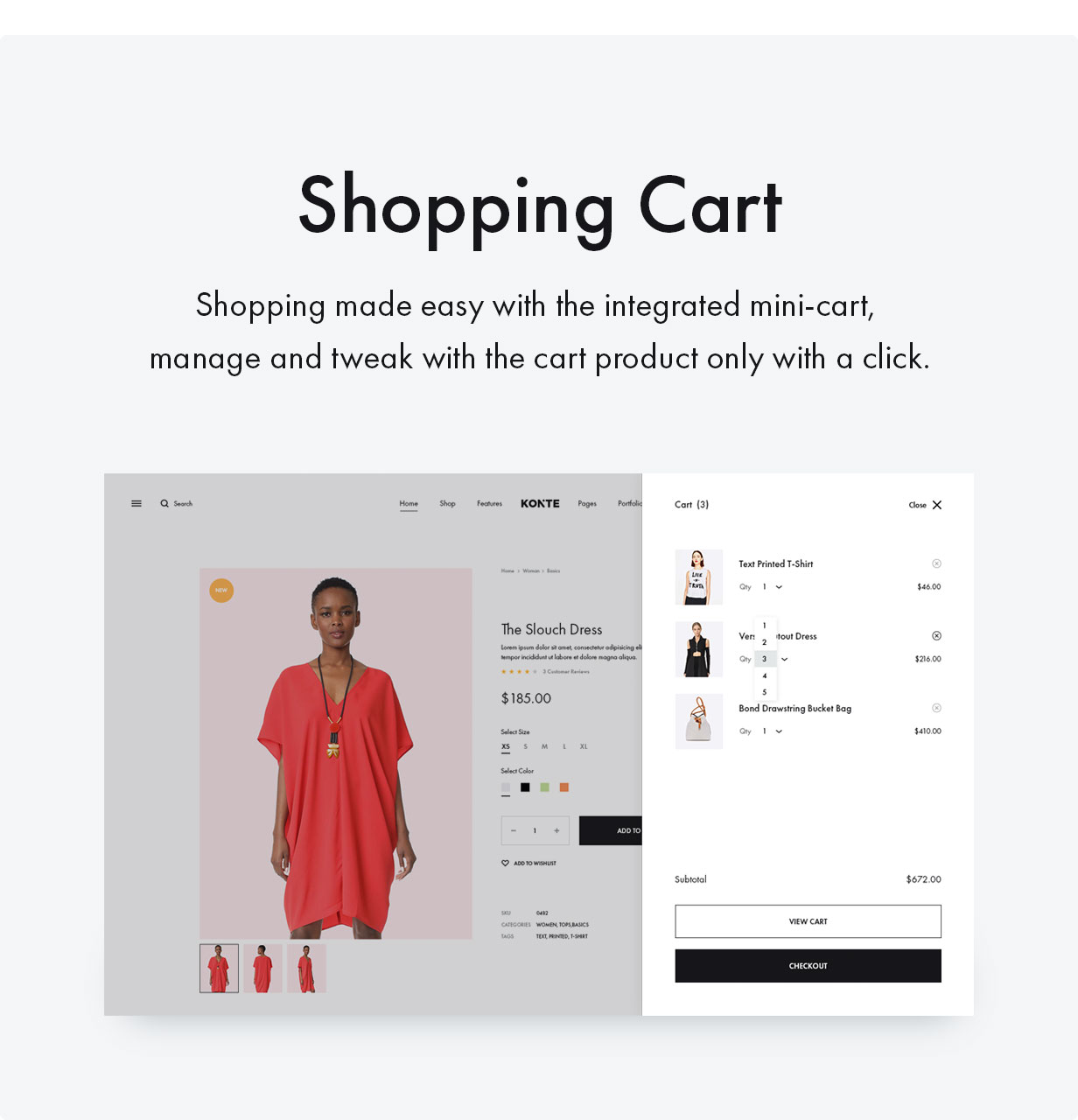 Konte WooCommerce theme - Shopping cart
