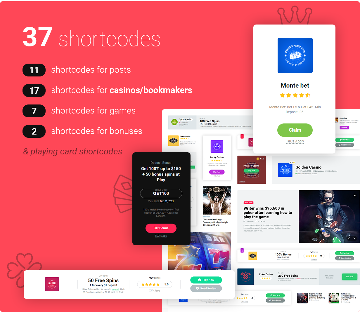Bookmakers & Casino Affiliate Shortcodes