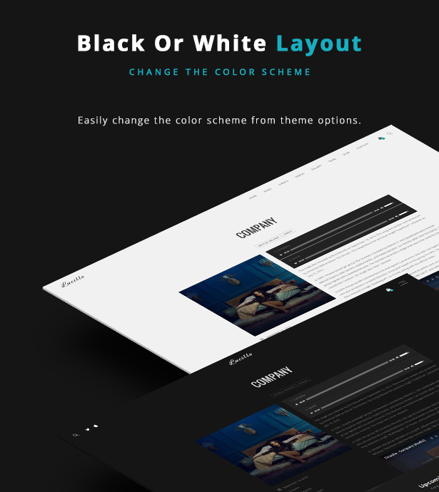 Lucille Music WordPress Theme - Black or White Color Scheme