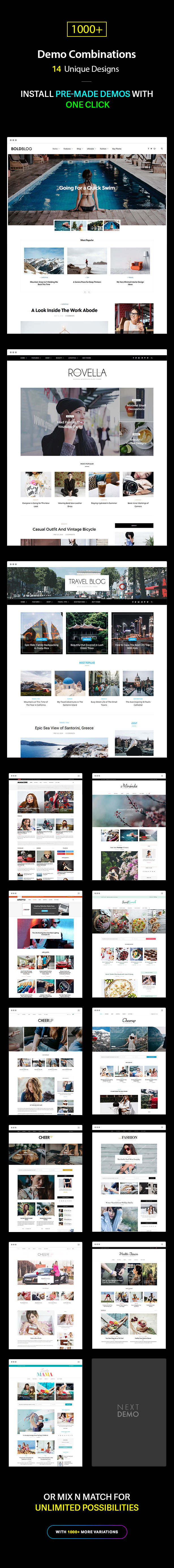 Multiple Blog and Magazine Layouts, 14+ Unique Designs