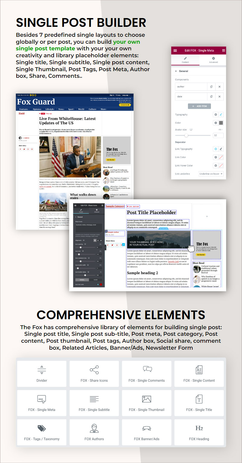 Single Post Builder Elementor WordPress Magazine Theme