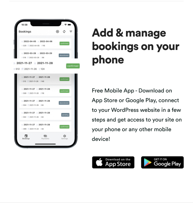 Free Hotel Booking Calendar phone app. Add & manage bookings on your phone.