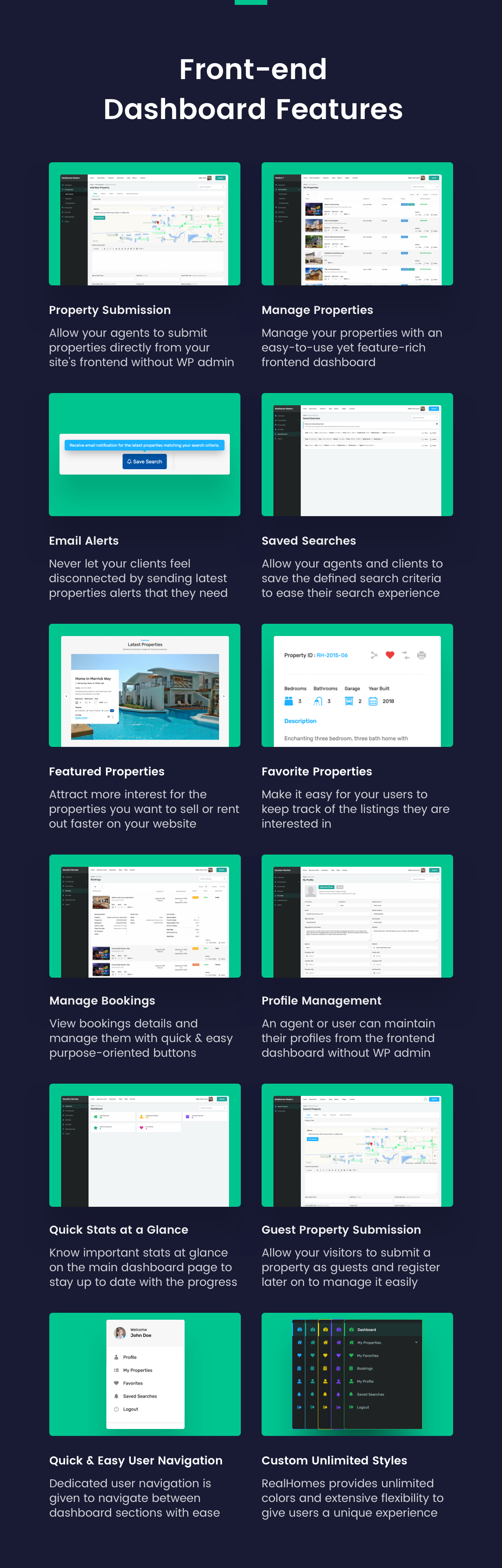 Freshly Designed User Dashboard to Manage Real Estate Properties