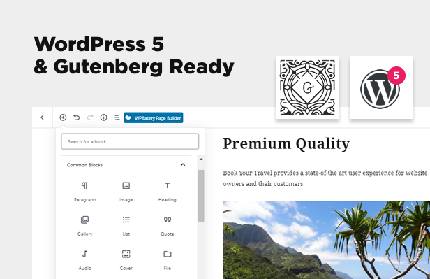 WordPress 5 Ready and Gutenberg support