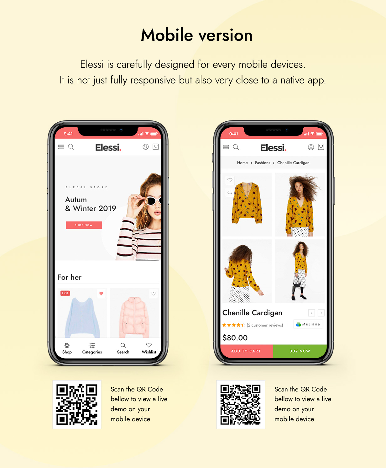 Elessi - WooCommerce AJAX WordPress Theme - Mobile Layout