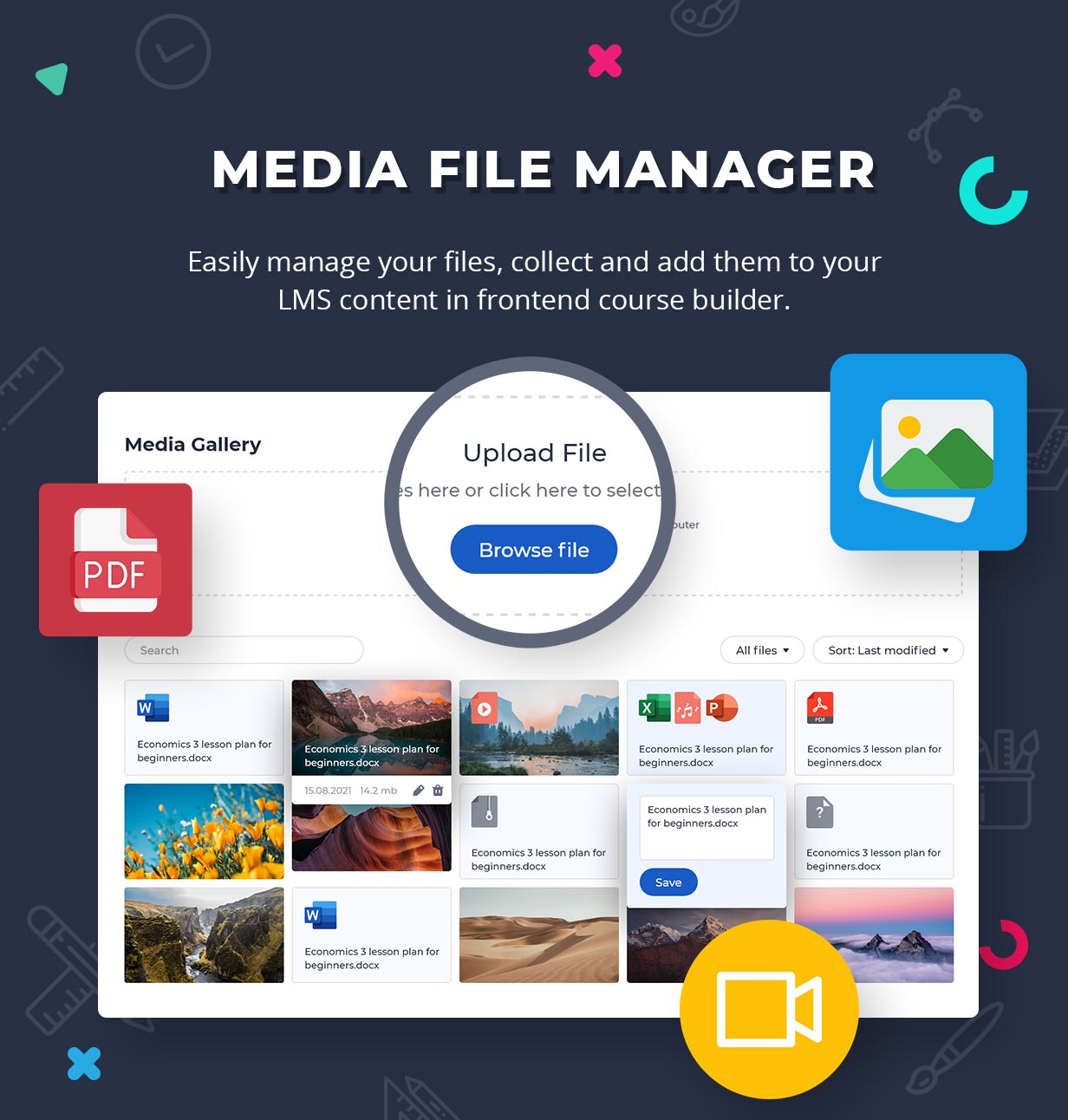 Mdeia File Manager in Education WordPress Theme