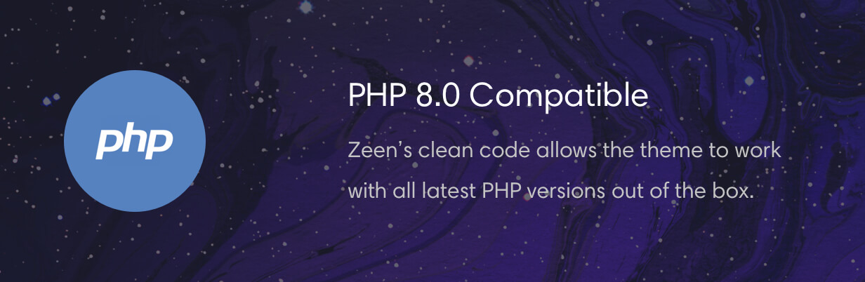 Zeen news theme is compatible with PHP 8.0