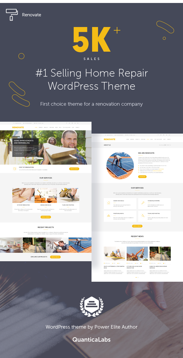 construction company, home repair, home services, home maintenance, renovation, building company, plumber, handyman WordPress Theme