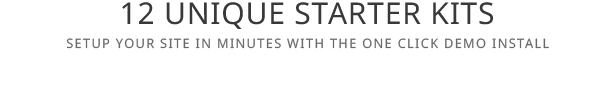 12 Unique Starter Kits - Setup your site in minutes with the one click demo install.