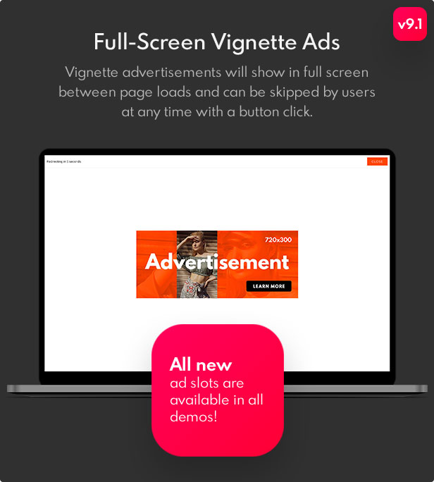 Full-Screen Vignette Ads