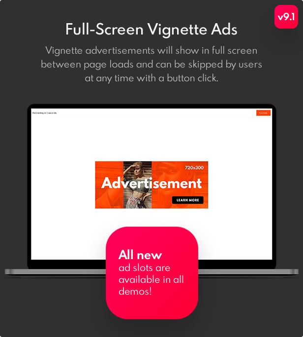 Full-Screen Vignette Ads