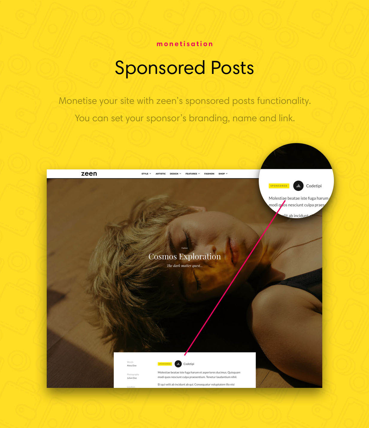 Sponsored posts feature in WordPress magazine theme