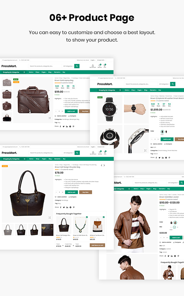 PressMart Product Page Layouts