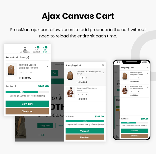 PressMart Ajax Canvas Cart