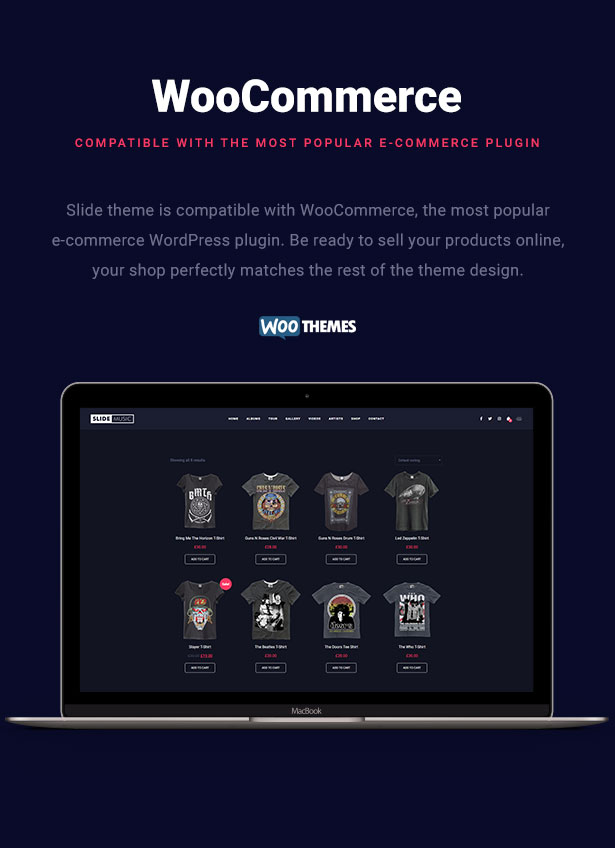 Slide Music WordPress Theme WooCommerce