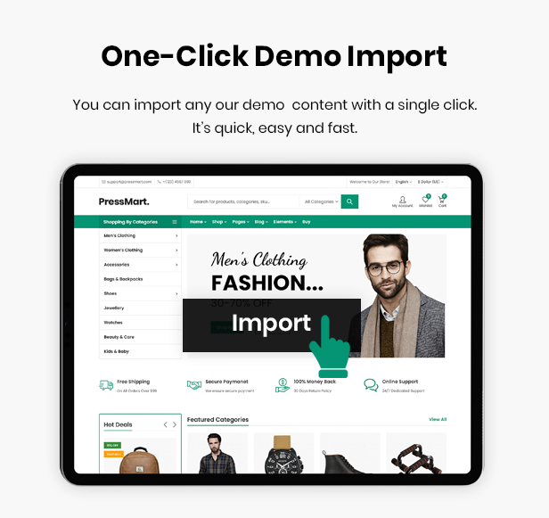 PressMart One Click Import Demo Data