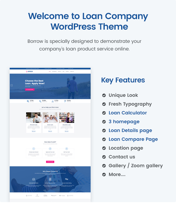 Borrow - Loan Company Responsive WordPress Theme