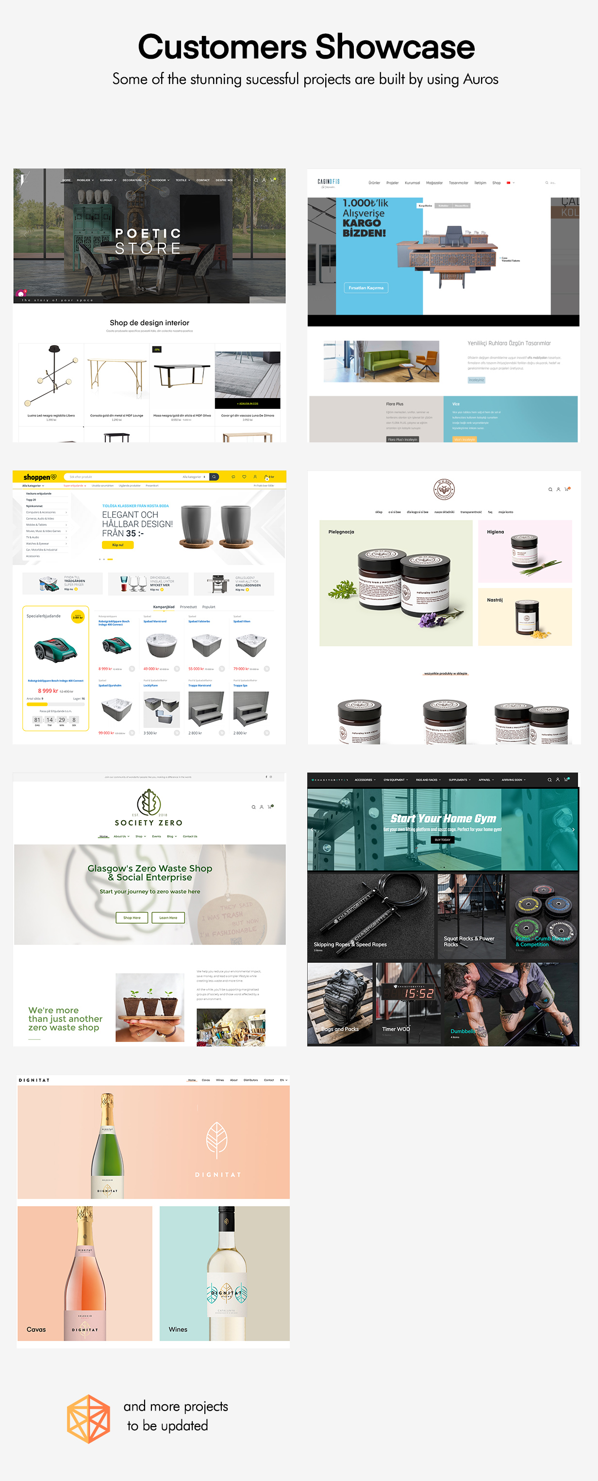 Auros - furniture woocommerce wordpress theme - customer websites