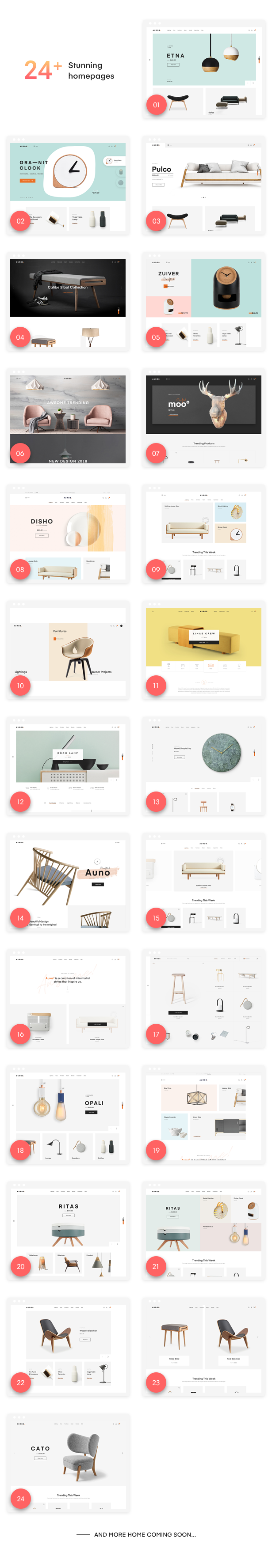 Auros - furniture woocommerce wordpress theme demos