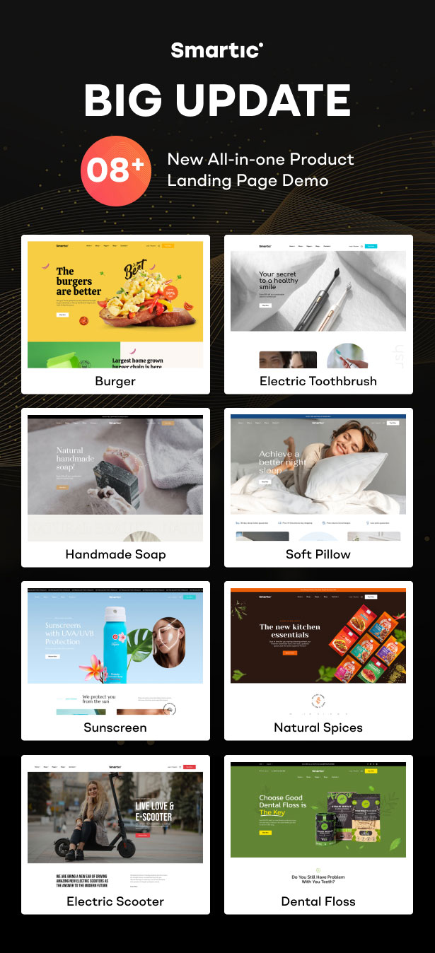 Smartic - Product Landing Page WooCommerce Theme Demos Update