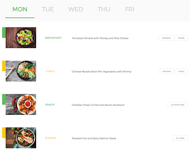 Madang WordPress theme nutrition meal plans