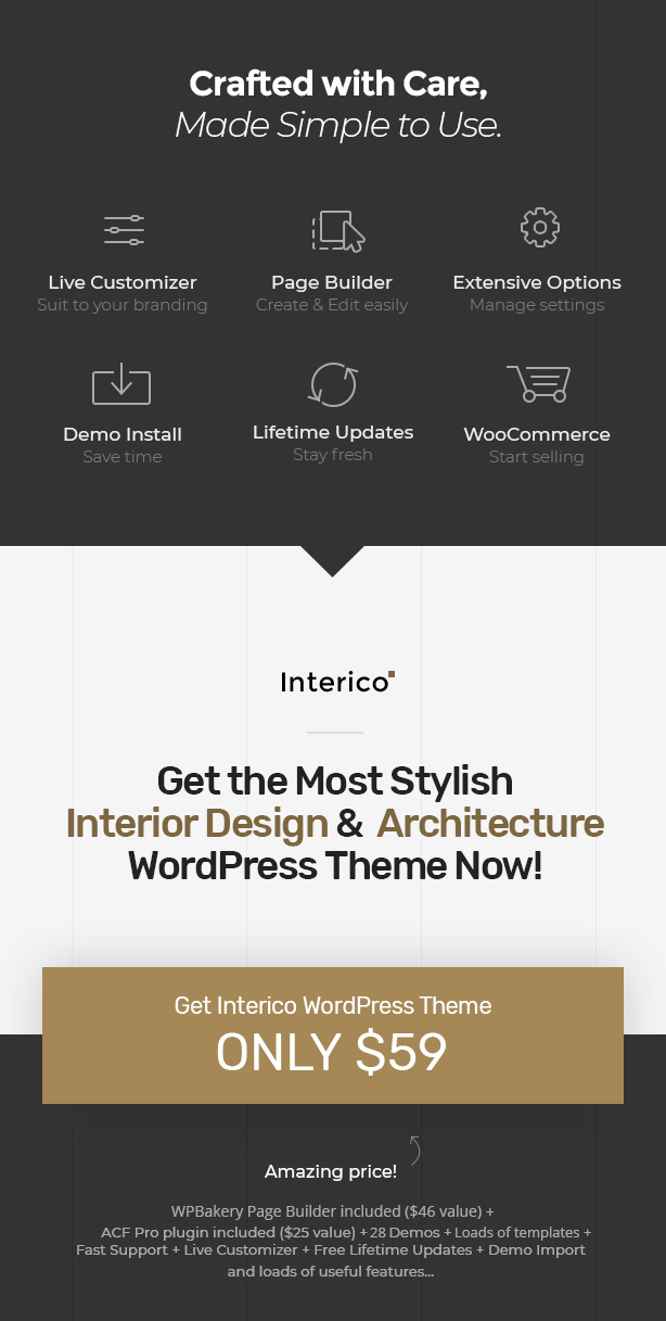Get Interico - Stylish Interior design, Architecture & Furniture WordPress Theme