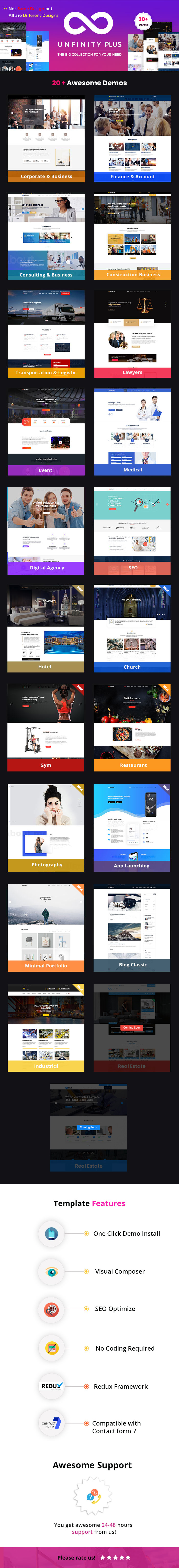 Unfinity Plus - One Page Multi-Purpose WordPress Theme