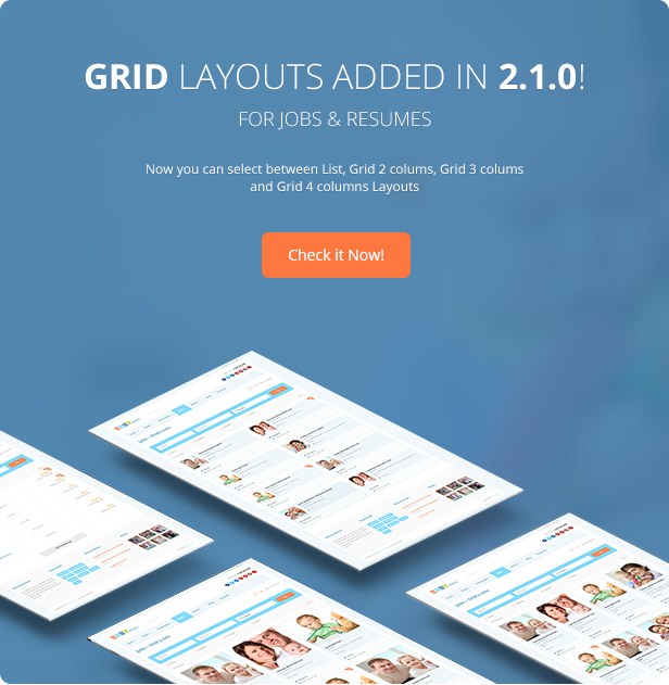 Grid layout added for Jobs/Resumes - Babysitter WordPress Theme Responsive
