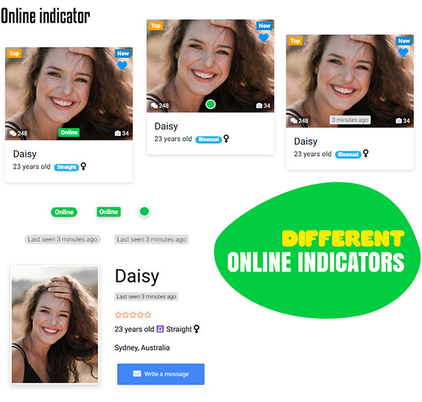 DateBook - Dating WordPress Theme. Online indicators.