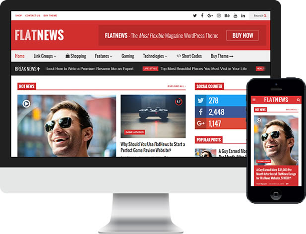 FlatNews – Responsive Magazine WordPress Theme - Responsive (Mobile Friendly) and Retina