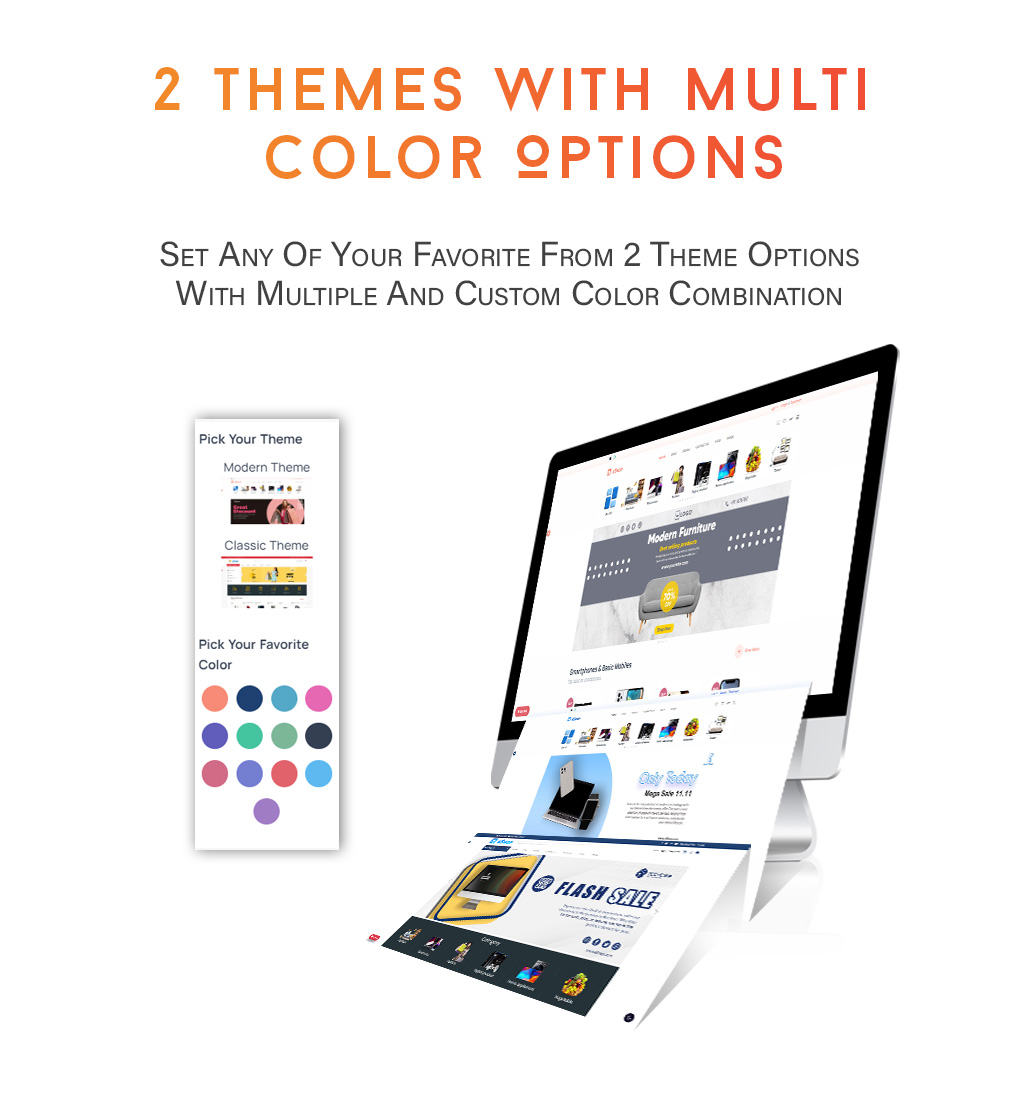Multi Theme Options - eShop website Multi vendor ecommerce marketplace / CMS
