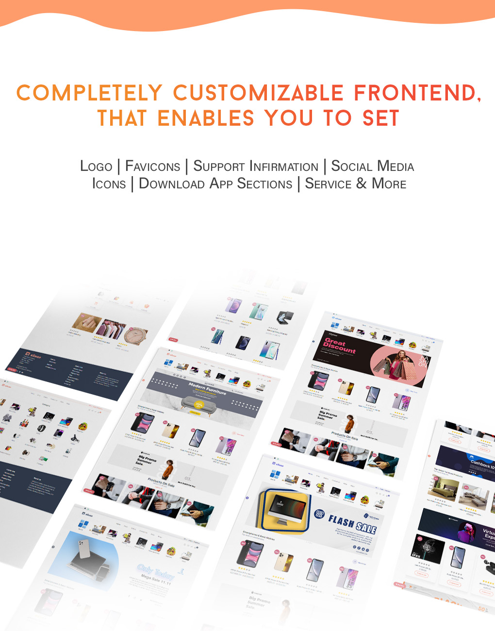 Completely Customisable frontend - eShop website Multi vendor ecommerce marketplace / CMS