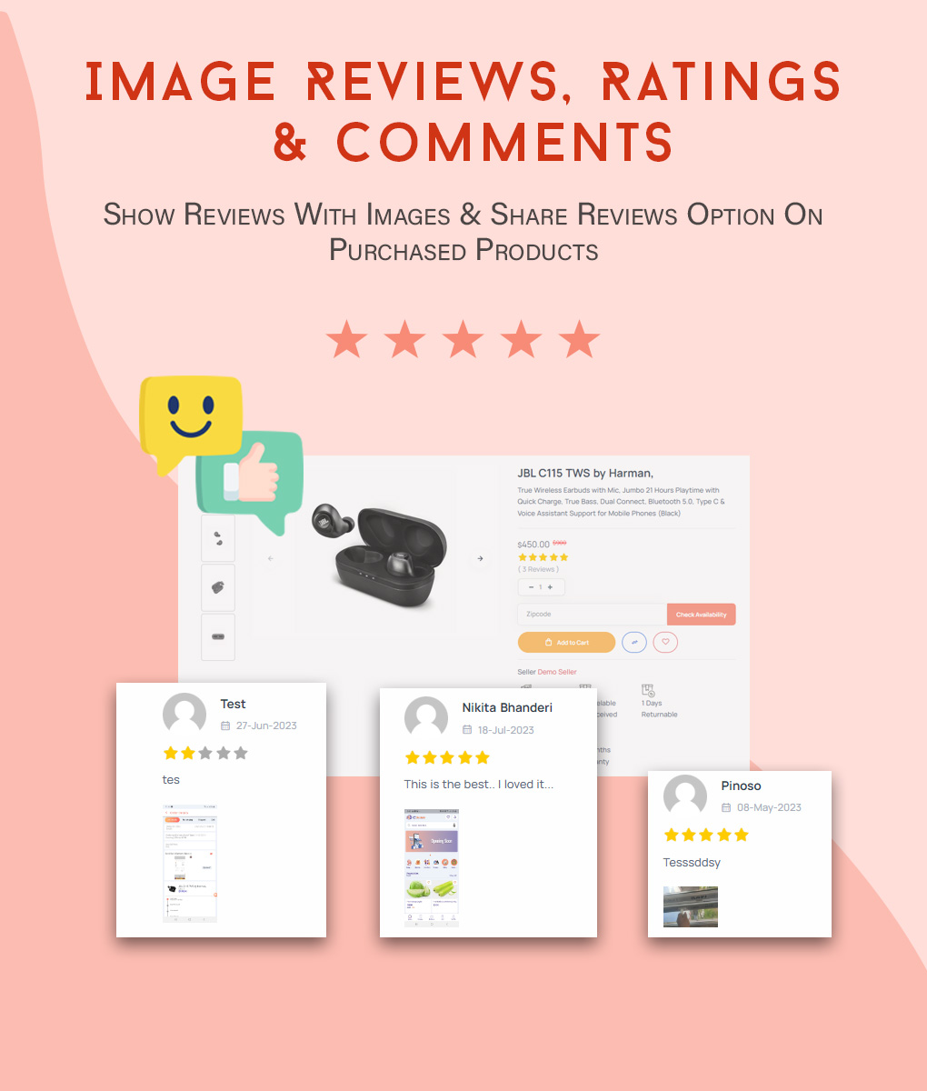 Image Reviews, Ratings & Comments - eShop website for Multi vendor ecommerce marketplace / CMS