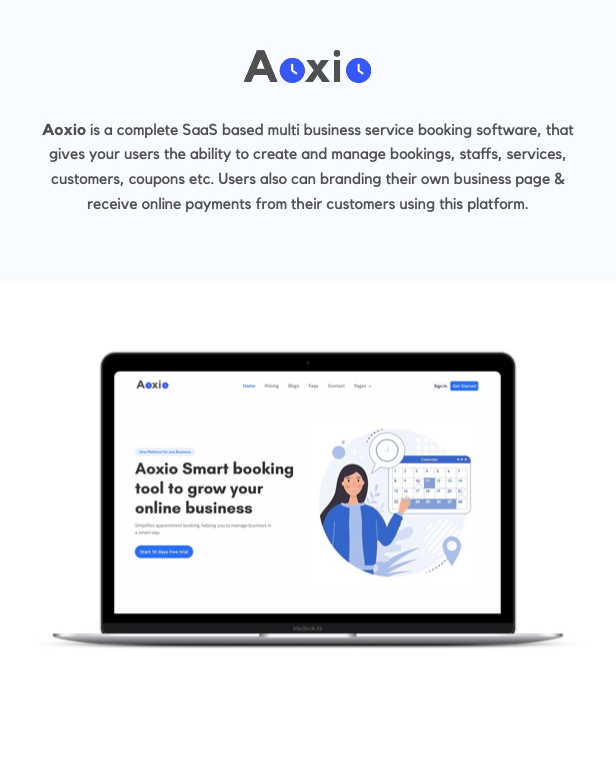 Aoxio - SaaS Multi-Business Service Booking Software - 1