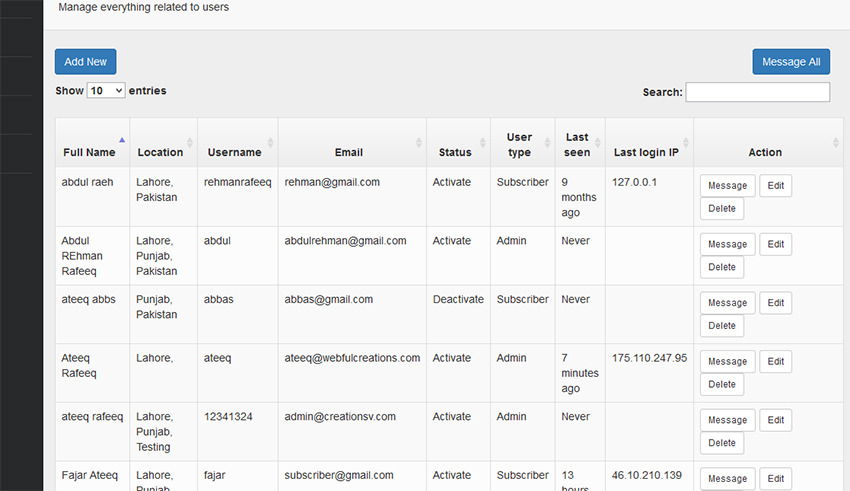 PHP Login & User Management with message center - 6