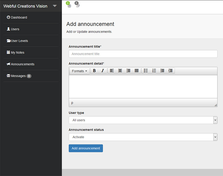 PHP Login & User Management with message center - 8
