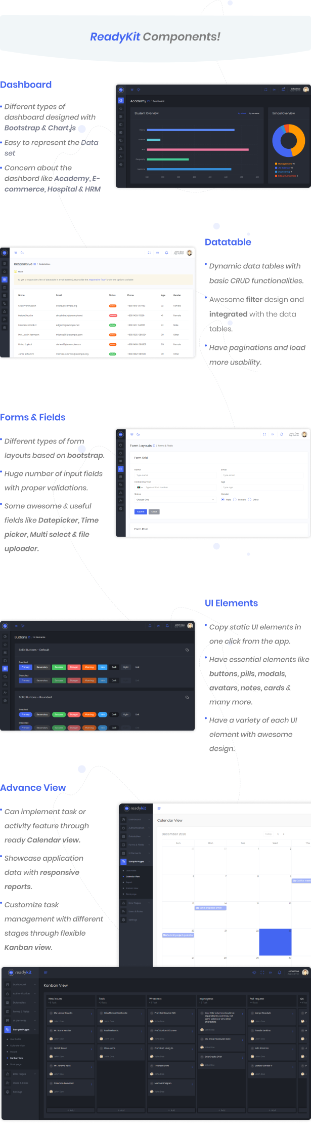ReadyKit -  Admin & User Dashboard Templates (with functionality) for Laravel + Vue App Development - 5