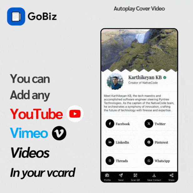 GoBiz - Digital Business Card + WhatsApp Store Maker | SaaS Product | Laravel | VCard Maker | SAAS Script