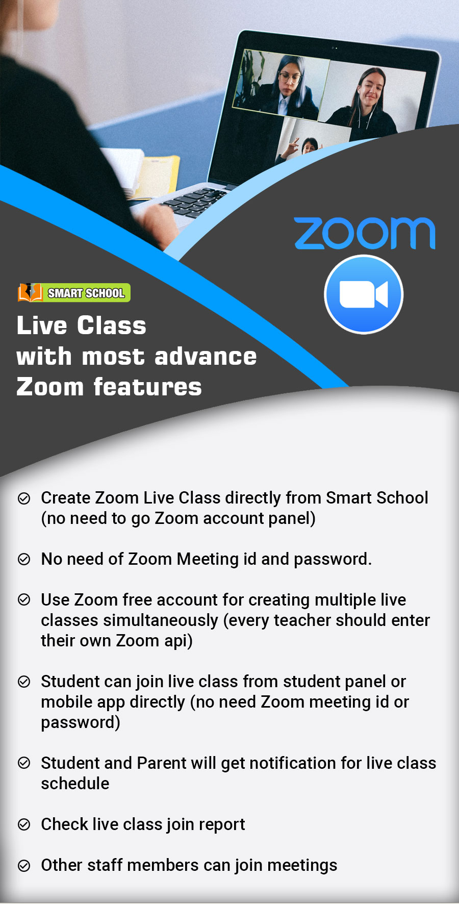 Smart School Zoom Live Class features