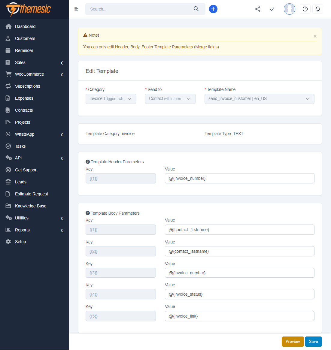 WhatsApp module templates for Perfex CRM