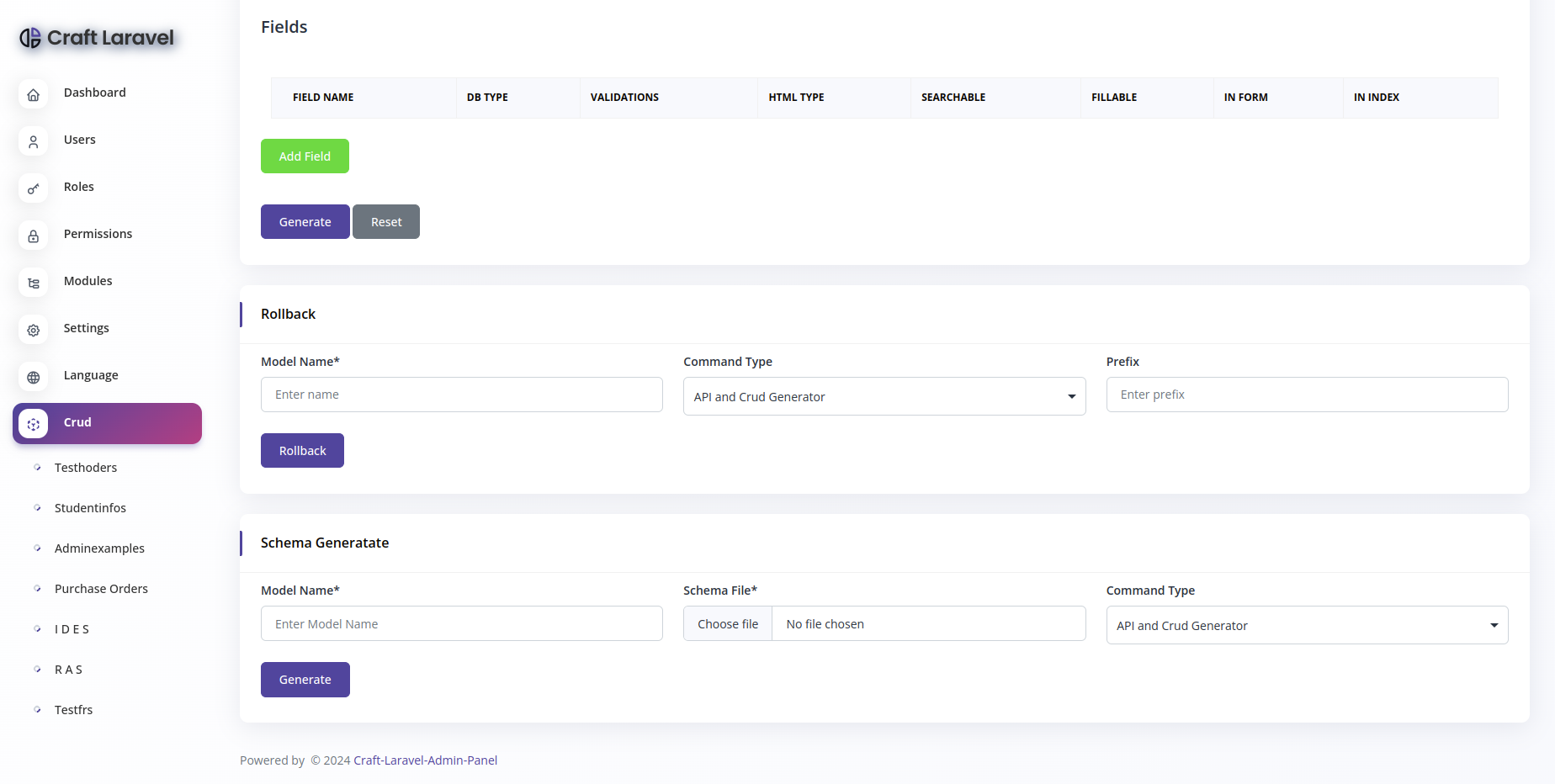 Craft Laravel Admin Panel - CRUD builder, Users, Role, Permissions & Settings - 6