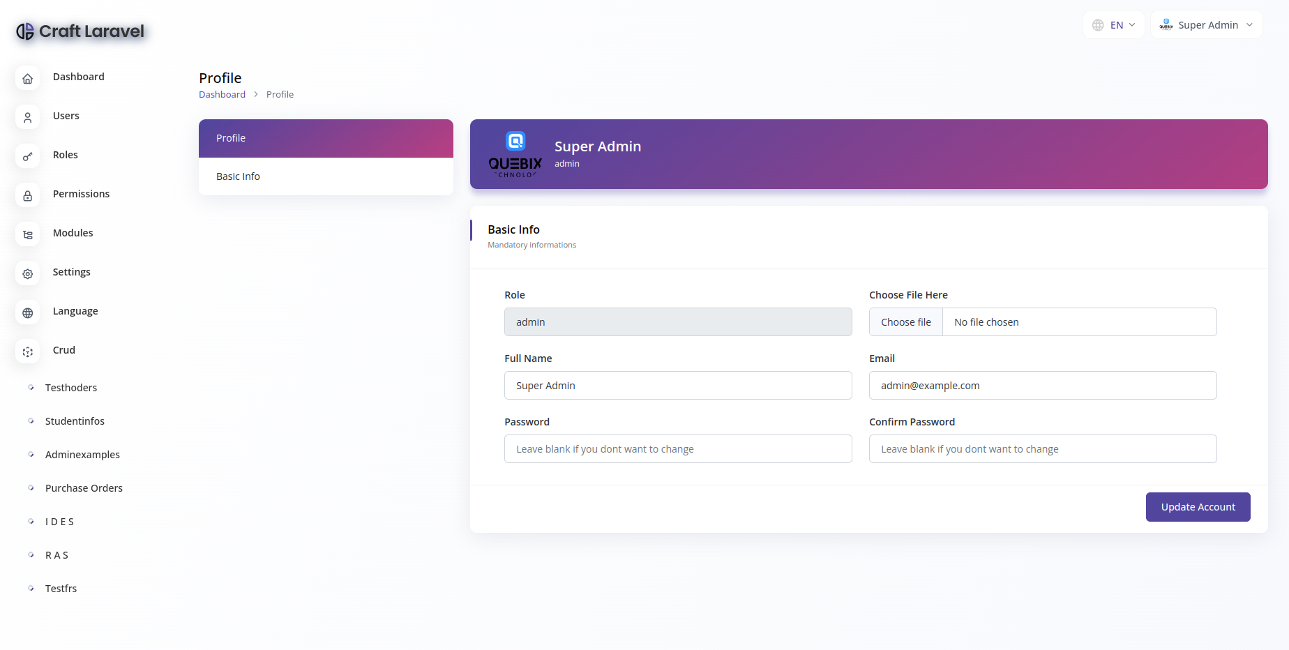 Craft Laravel Admin Panel - CRUD builder, Users, Role, Permissions & Settings - 8