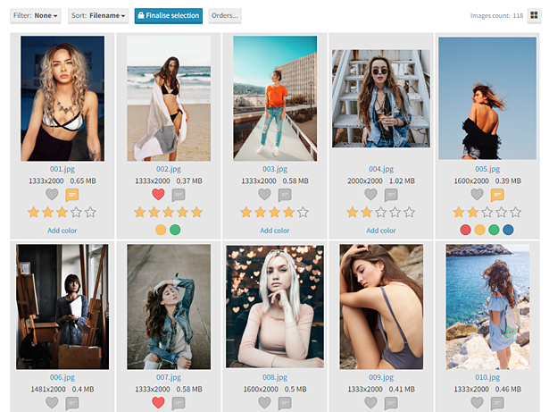 Photo Selector - PHP app for convenient selection of images. Liking, commenting, rating system. - 4
