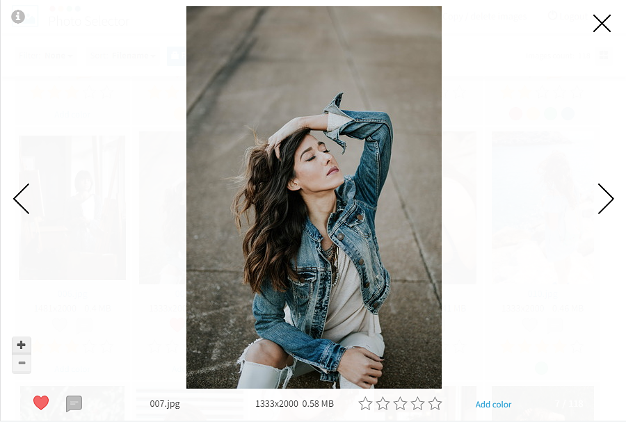 Photo Selector - PHP app for convenient selection of images. Liking, commenting, rating system. - 5